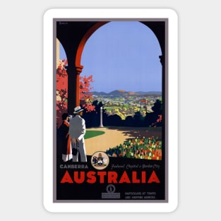 Vintage Travel Poster Canberra Australia Sticker